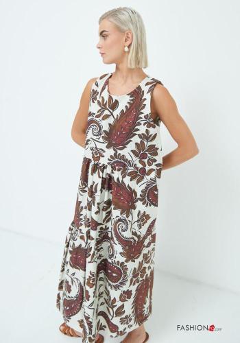 Vestido de Algodón largo sin mangas cuello redondo Estampado de Paisley - ph 4