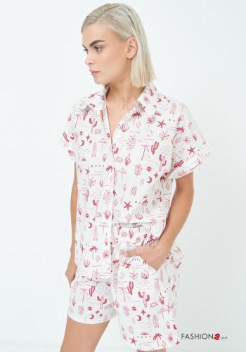 Chemise en Coton manches courtes à collet imprimé à boutons - ph 3