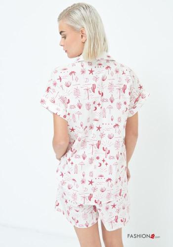 Chemise en Coton manches courtes à collet imprimé à boutons - ph 4