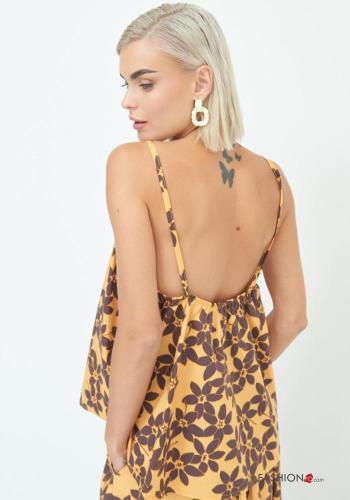 Top in Cotone oversize scollato sulla schiena Fantasia floreale - ph 4