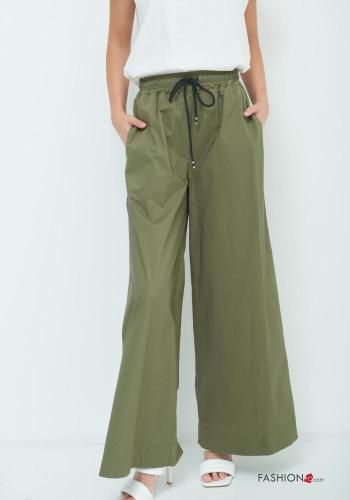 Pantalone in Cotone wide leg con elastico con tasche con coulisse - ph 2