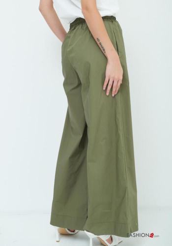 Pantalone in Cotone wide leg con elastico con tasche con coulisse - ph 3