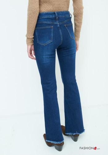 Jeans in Cotone a zampa con tasche con bottoni con zip - ph 4