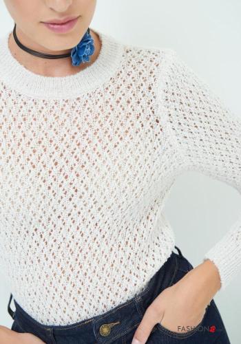 Maglione in Misto Lana maniche lunghe girocollo Fantasia ricamata - ph 2