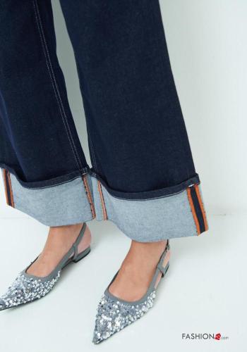 Jeans en Coton en denim à boutons avec fermeture éclair avec poches - ph 4