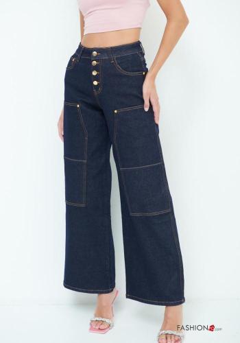 Denim Jeans aus Baumwolle mit Knöpfen mit Taschen - ph 2