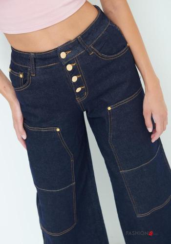 Denim Jeans aus Baumwolle mit Knöpfen mit Taschen - ph 3