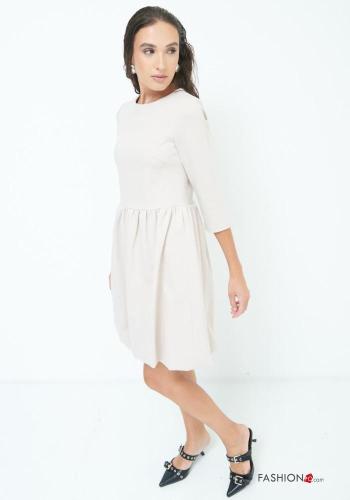 knee-length crew neck Dress 3/4 sleeve - ph 3