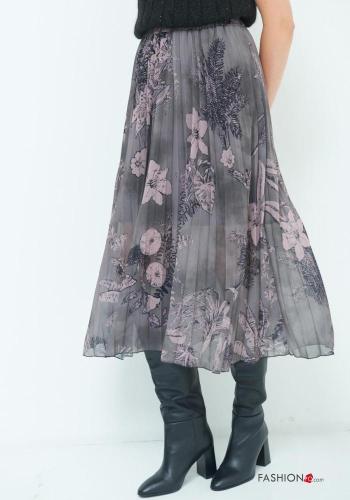 Falda con plisado gasa Estampado Floral con forro con elástico - ph 2