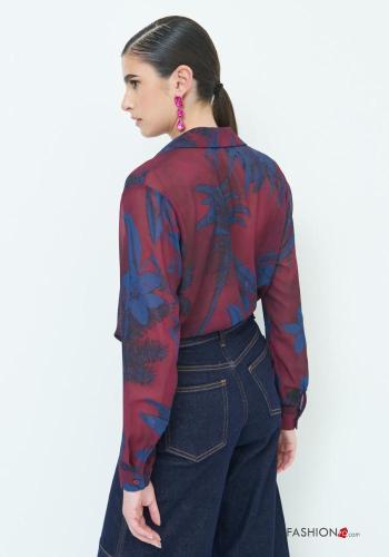 Camicia chiffon maniche lunghe con colletto Fantasia floreale con bottoni - ph 4