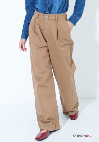 wide leg Hose aus Baumwolle mit Knöpfen mit Reißverschluss mit Taschen - ph 2