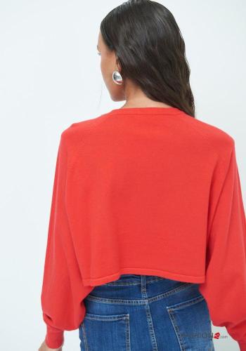 Maglione corto maniche lunghe girocollo con strass - ph 3