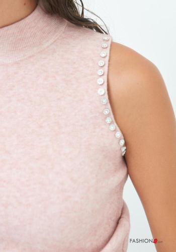 Top senza maniche a collo alto con strass - ph 3