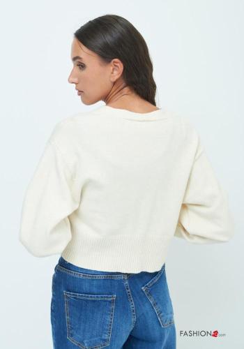 lange ärmel kurz Strickjacke mit kette - ph 3