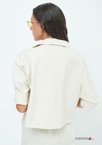 Giacca in Cotone maniche lunghe con colletto con bottoni con tasche - ph 4