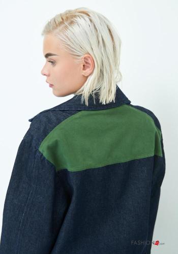 Denim mit schnalle Bikerjacke aus Baumwolle mit Reißverschluss mit stoffgürtel - ph 3