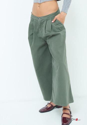 Pantalones de Algodón cintura baja wide leg con bolsillos - ph 2