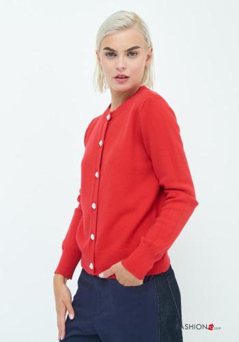Chaqueta de punto manga larga cuello redondo con botones con brillantes - ph 3