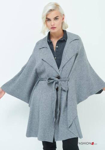 Poncho con cintura in stoffa - ph 2