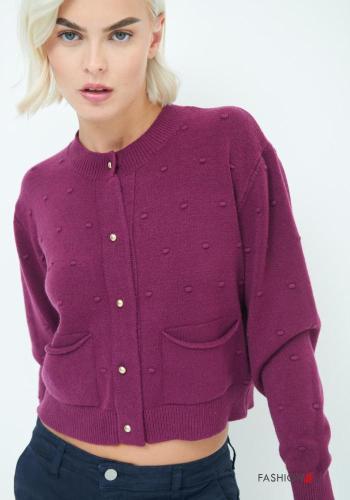 Chaqueta de punto manga larga cuello redondo con botones con bolsillos - ph 2
