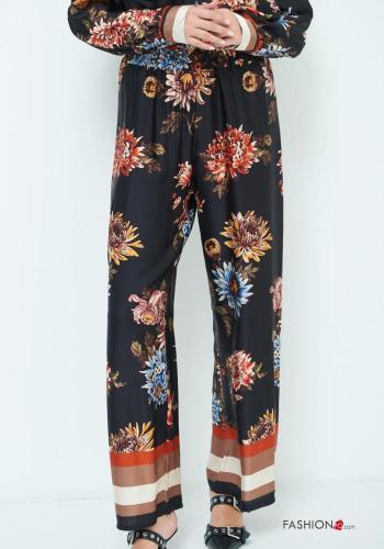 Blumenmuster wide leg Hose mit gummizug - ph 2