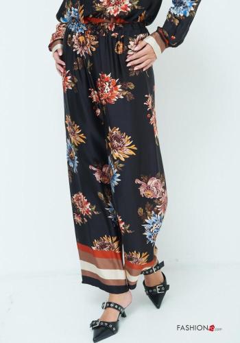 Blumenmuster wide leg Hose mit gummizug - ph 3