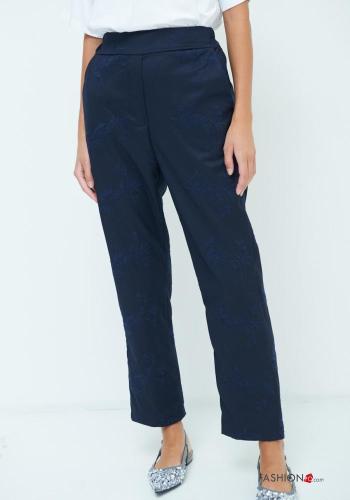 Besticktes Muster Hose mit Taschen mit gummizug - ph 2