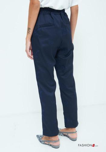 Besticktes Muster Hose mit Taschen mit gummizug - ph 4