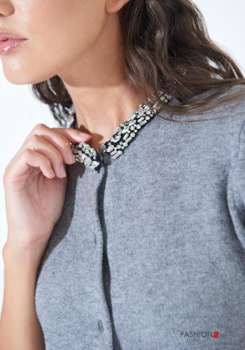 short sleeve Cardigan with buttons with rhinestones - ph 2