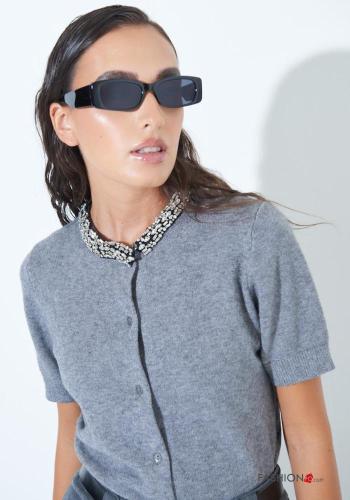 short sleeve Cardigan with buttons with rhinestones - ph 3