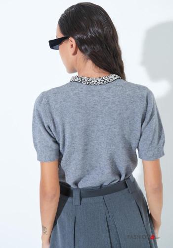 short sleeve Cardigan with buttons with rhinestones - ph 5