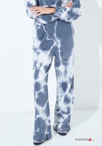 Abstrakte Muster wide leg Hose aus Baumwolle mit Taschen mit gummizug - ph 2