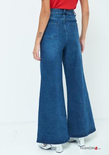 Jeans in Cotone a zampa con tasche con bottoni con zip - ph 3