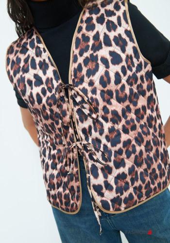 Chaleco Estampado animal con lazo con cuello en v - ph 2