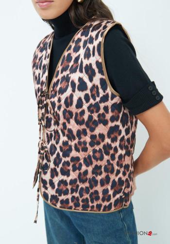 Chaleco Estampado animal con lazo con cuello en v - ph 3