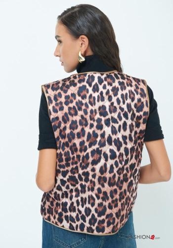 Chaleco Estampado animal con lazo con cuello en v - ph 4