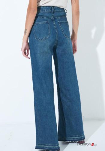 wide leg Jeans aus Baumwolle mit Knöpfen mit Reißverschluss mit Taschen - ph 4