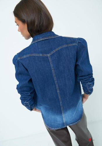 Denim mit kragen lange ärmel Jacke aus Baumwolle mit Knöpfen mit Taschen - ph 3