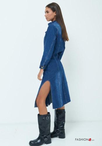 Robe chemise en Coton manches longues en denim à collet à boutons avec fonte - ph 2