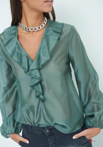long sleeve Blouse with flounces with v-neck - ph 2