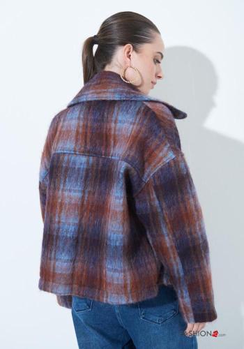 Cappotto in Misto Lana maniche lunghe con colletto Fantasia quadrettata vichy con bottoni - ph 2