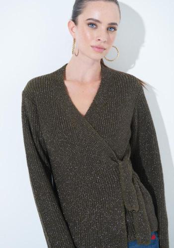 lurex long sleeve Wool Mix Cardigan with bow - ph 2