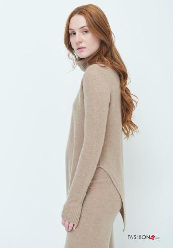 long sleeve asymmetrical Cashmere Blend Sweater Rollneck - ph 3
