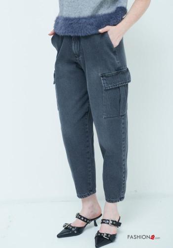 Jeans in Cotone con tasche con bottoni con zip - ph 2