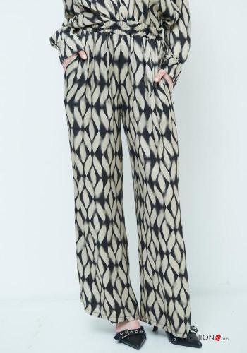 Abstrakte Muster wide leg Hose mit gummizug - ph 2