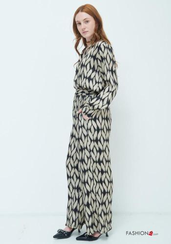 Abstrakte Muster wide leg Hose mit gummizug - ph 3
