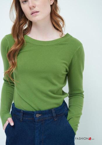 lange ärmel u-boot ausschnitt rückenfrei Strickpullover - ph 2