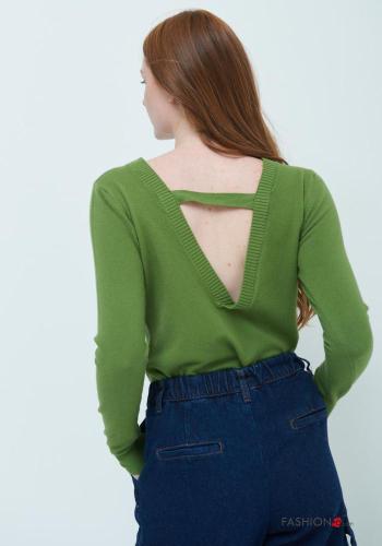 lange ärmel u-boot ausschnitt rückenfrei Strickpullover - ph 4