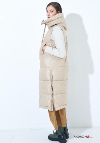 Piumino senza maniche con spacco con cappuccio con tasche con zip - ph 3