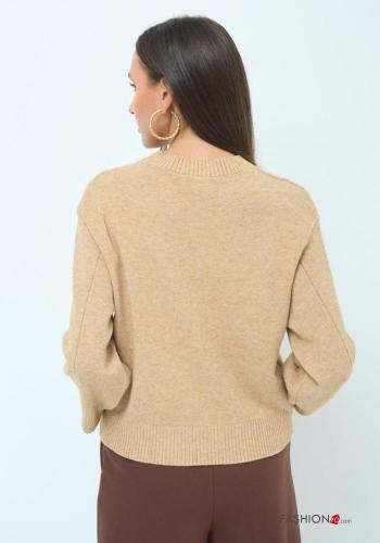 lange ärmel u-boot ausschnitt Strickpullover - ph 3